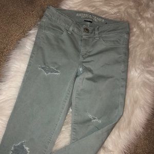 Light olive ripped jeggings